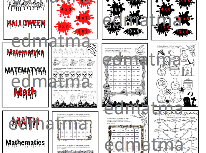 Halloween - gazetka + 6 kart pracy. Matematyka
