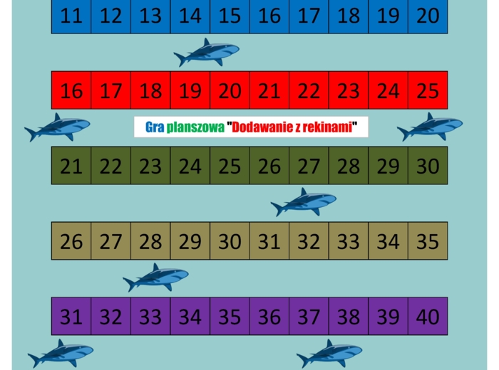 Dodawanie z rekinami – gra planszowa