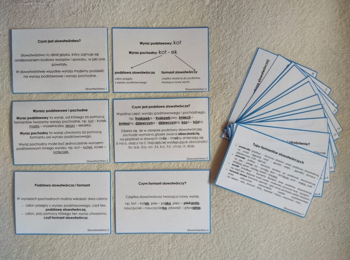 Słowotwórstwo - teoria - karty Montessori
