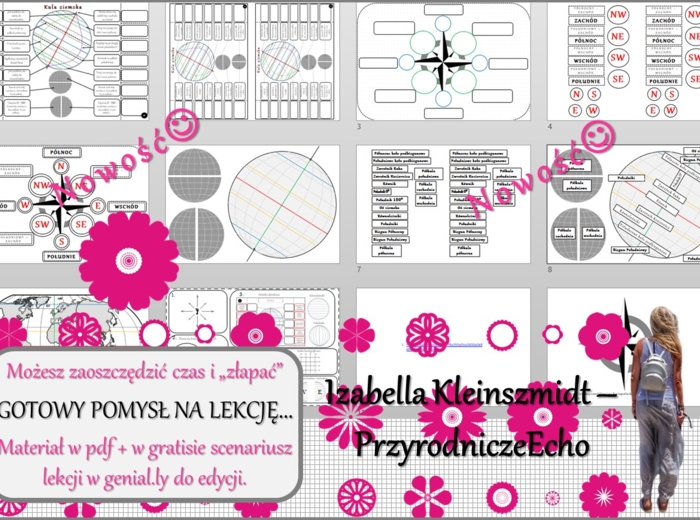 Pomysł na lekcję/karta pracy/stacje zadaniowe/notatki/ materiał do lekcji do tematu „Przez lądy i oceany - równoleżniki i południki” w pdf. W gratisie niekomercyjny scenariusz lekcji/pomysł na lekcję w programie genial.ly do edycji. Geografia 5. Dział „L