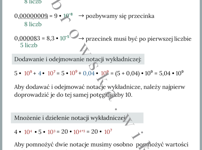 Notacja wykładnicza - notatka