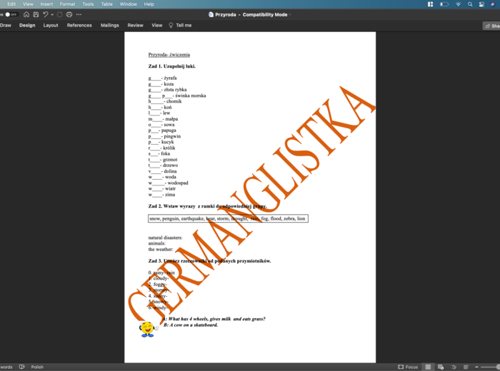 Przyroda - ćwiczenia powtórzeniowe dla ósmoklasistów i nie tylko