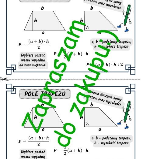 Pole trapezu - wklejka do zeszytu
