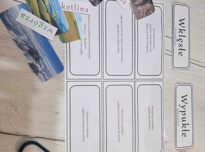 Materiał do zalaminowania/praca w grupach/stacje zadaniowe/układanka/puzzle „Ukształtowanie terenu” w pdf. Przyroda, dział „Poznajemy krajobraz najbliższej okolicy”.
