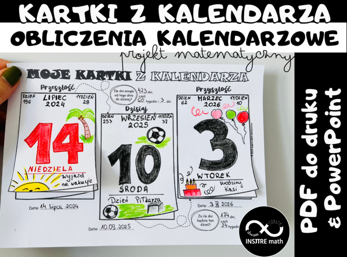 Projekt matematyczny - Kartki z kalendarza. Obliczenia kalendarzowe, kalendarz.