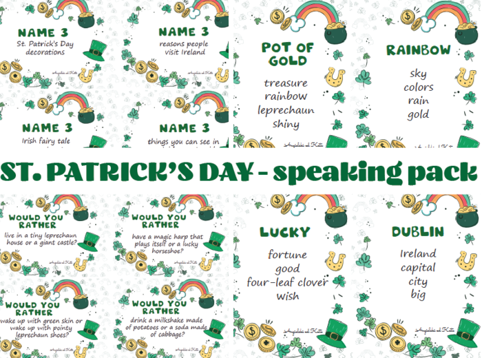 St. Patrick's Day speaking pack (Dzień św. Patryka) mówienie pakiet, j. angielski