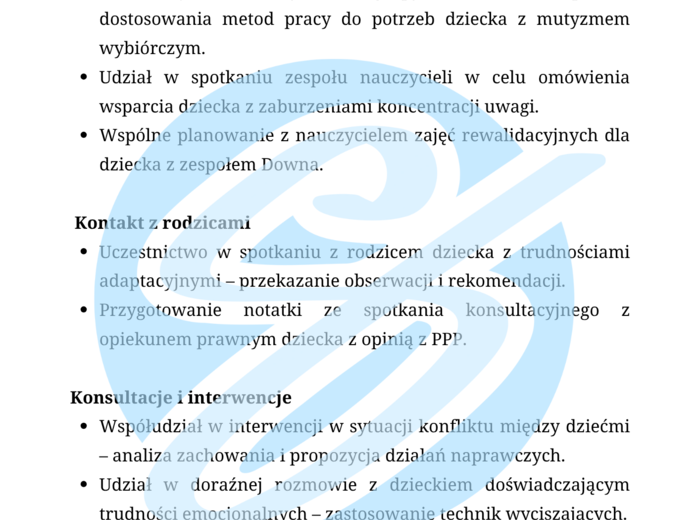 Pedagog specjalny – przykładowe wpisy do dziennika praktyk