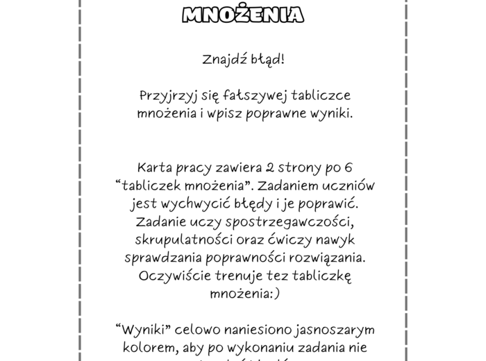 Fałszywa tabliczka mnożenia. Dzień Tabliczki Mnożenia. Dzień Kropki