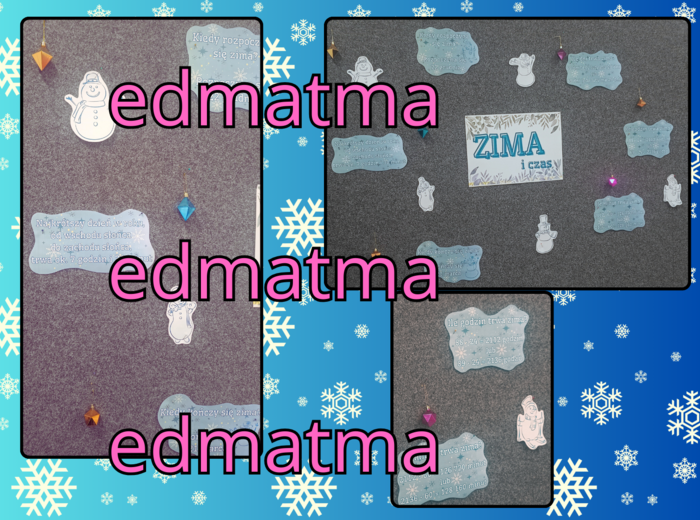 Zima i czas - gazetka szkolna + karta pracy. Matematyka