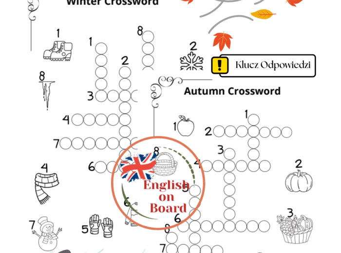 Angielskie Krzyżówki - Jesień/Zima + klucz odpowiedzi