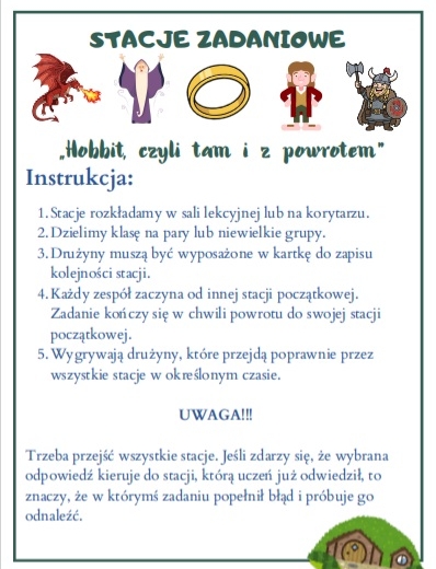 ,,Hobbit, czyli tam i z powrotem'' - stacje zadaniowe