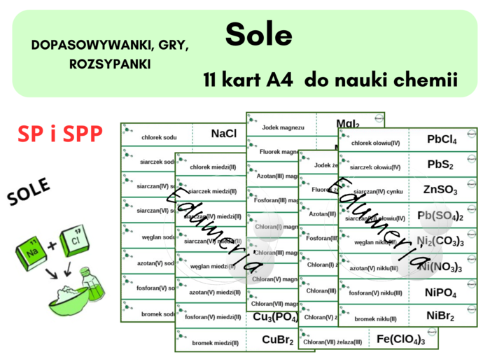 Chemiczna rozsypanka, dopasowywanka - SOLE - 88 przykładów