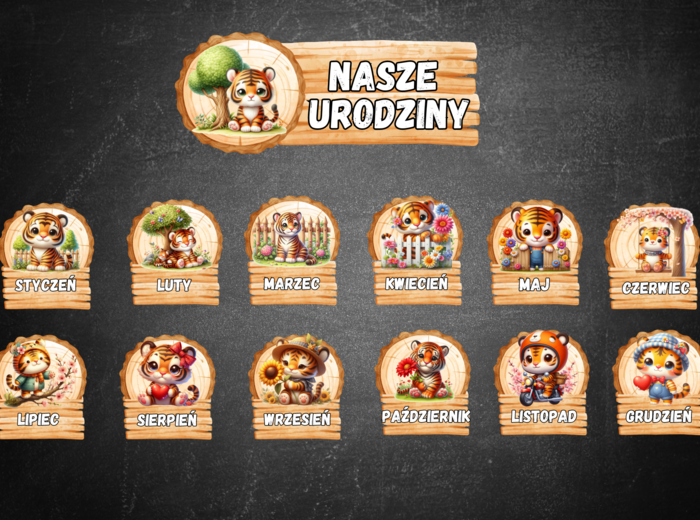 ZESTAW URODZINY TYGRYSKI KALENDARZ URODZINOWY