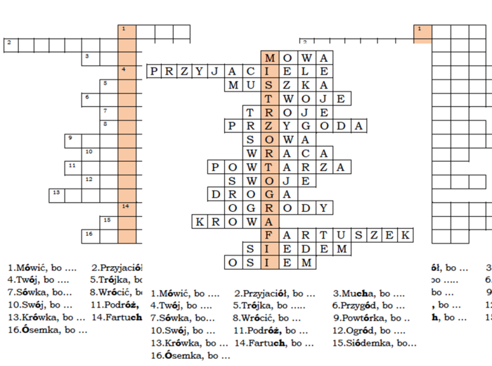 Ortograficzny logogryf dla klasy II