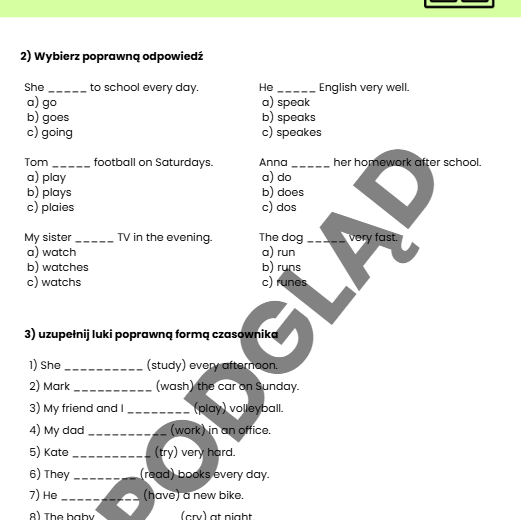 Present Simple - karta pracy wytłumaczenie + zadania
