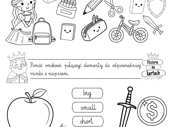 Karty pracy - klasa 1 - język angielski, ćwiczenia grafomotoryczne