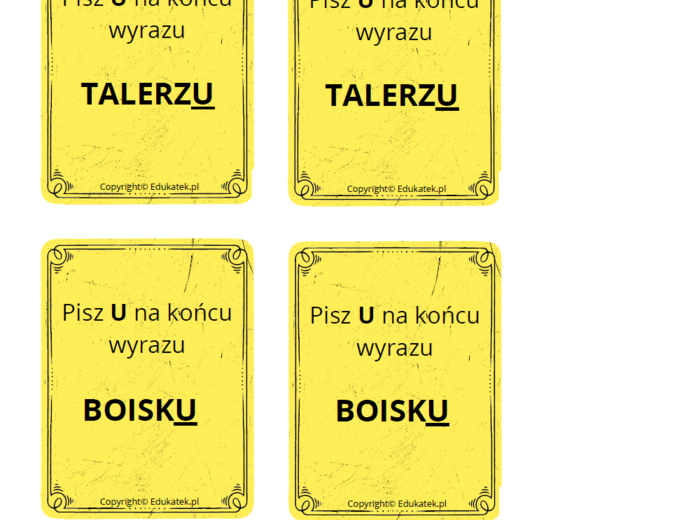 Memory ortograficzne – zasady pisowni z u-ó (wersja kolorowa)