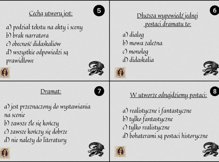 Gra edukacyjna "Prawda czy fałsz" - "Zemsta" Aleksandra Fredry.