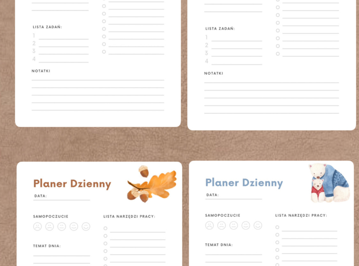 Planer dzienny dla nauczyciela przedszkola/ szkoły CZTERY PORY ROKU
