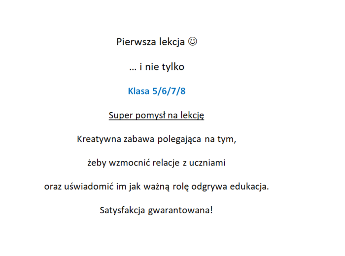 Super lekcja organizacyjna klasa 5/6/7/8. Pomysł na lekcję.
