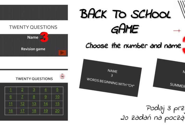 Back to school - Name 3... - Revision Game