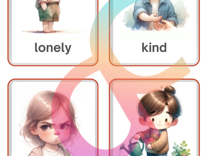 Angielski - Emotions - 2 rodzaje słownika obrazkowego, indywidualne karty BINGO, 4 ćwiczenia