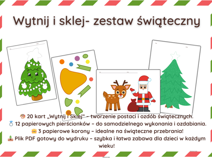 Świąteczny Zestaw „Wytnij i Sklej” – Kreatywna Zabawa dla Dzieci! Grudzień! Boże Narodzenie! Mikołajki Praca Plastyczna