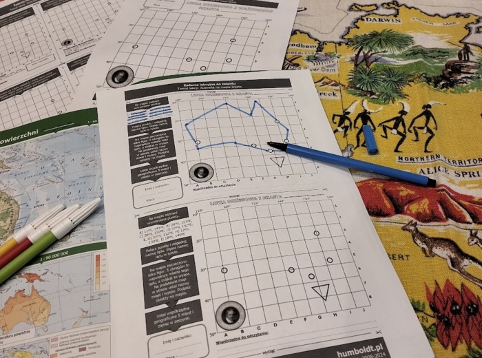 Linia brzegowa i miasta Australii - karta pracy
