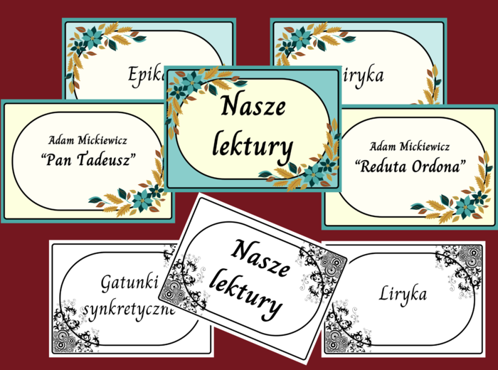 NASZE LEKTURY kl.7-8 – gazetka – 25 str. – fiszki – 2 wersje