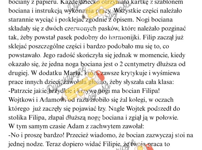 Czytanie ze zrozumieniem (2 teksty dłuższe + 7 pytań wymagających odpowiedzi pisemnych całym zdaniem).