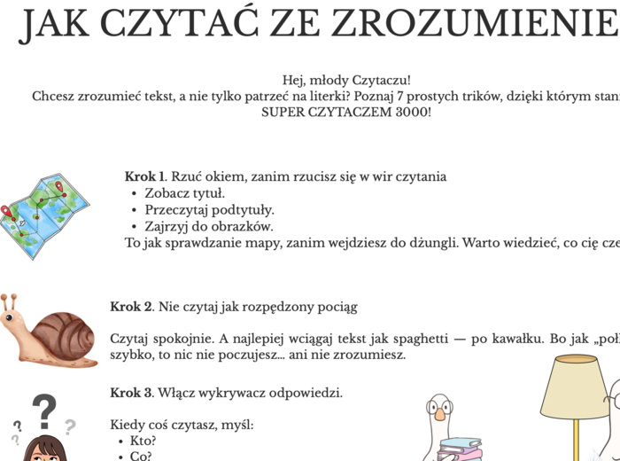 Jak czytać ze zrozumieniem? - poradnik dla uczniów klas 4-6