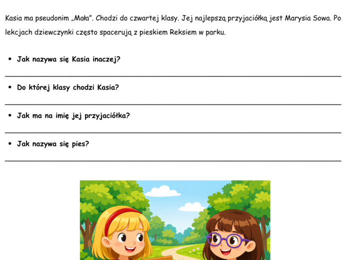 Kasia „Mała” – kreatywne karty pracy z języka polskiego dla klas 1–3