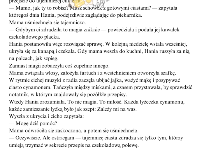 Teksty o mamie - czytanie ze zrozumieniem, klasa 2-4. "Mama i Dzień Pomylonych Skarpetek", "Mama i tajemnica niedzielnego ciasta", "Niedzielny zeszyt w kratkę"