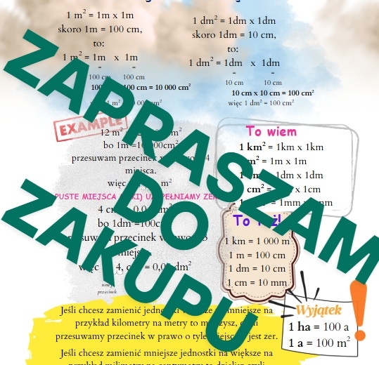 Zamiana jednostek pola - wklejka do zeszytu