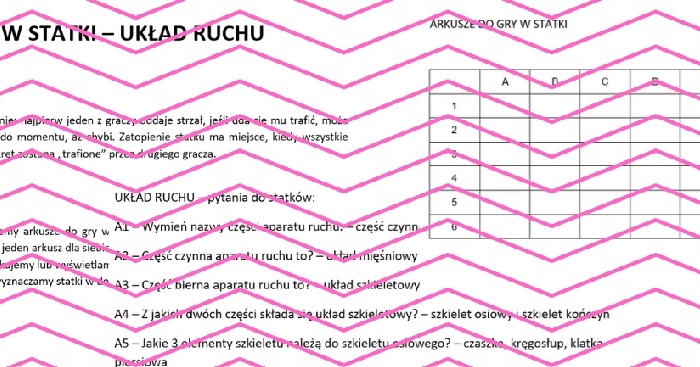 Układ ruchu - gra w statki. Powtórzenie wiadomości. Biologia klasa 7.