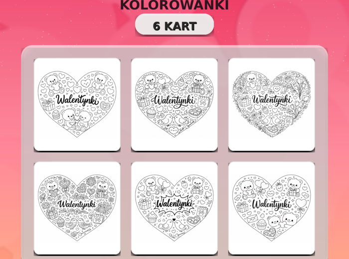 Pakiet WALENTYNKI: fotoramka + plakat XL + napis/girlanda + kolorowanki serca (PDF A4, dekoracja, gazetka)