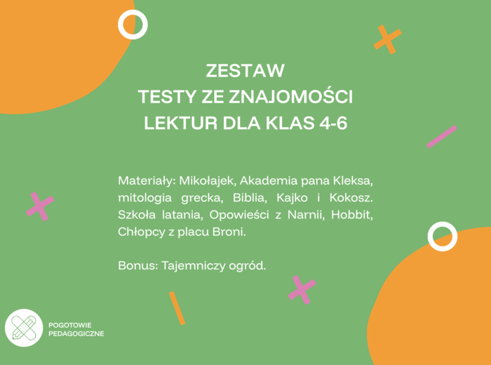 Zestaw testów lekturowych dla klas 4-6