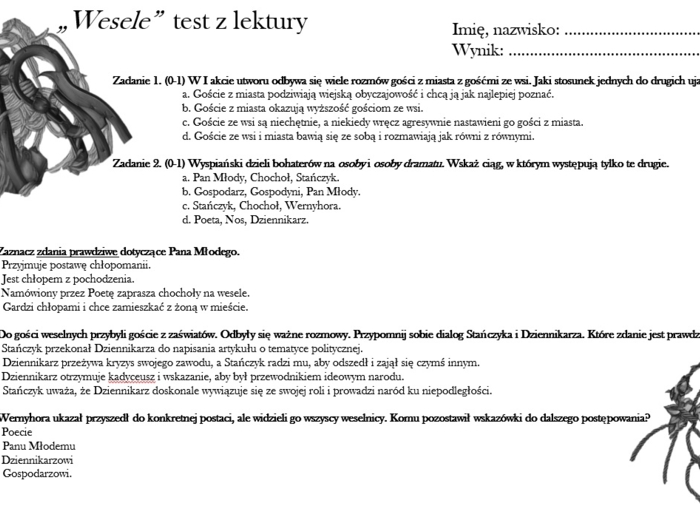 Test z lektury "Wesele"