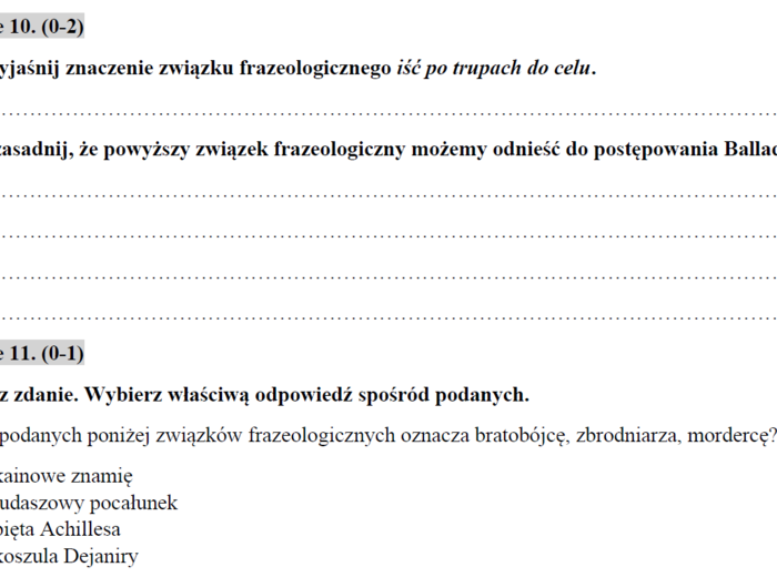 Balladyna - zestaw powtórkowy przed egzaminem ósmoklasisty