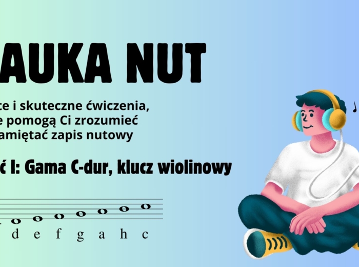 Muzyka. Nauka nut w kluczu wiolinowym. Film z ćwiczeniami.
