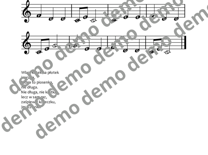 Wlazł kotek na płotek nuty literowe