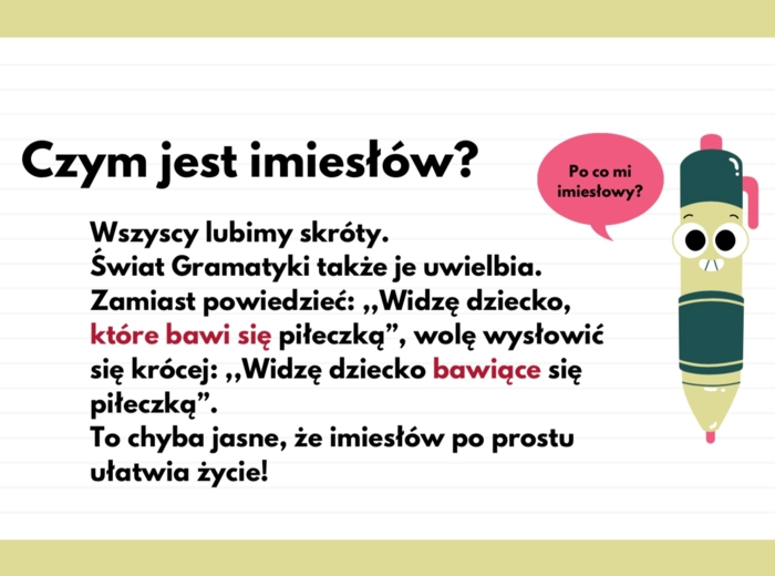 Imiesłowy - prezentacja i karty pracy