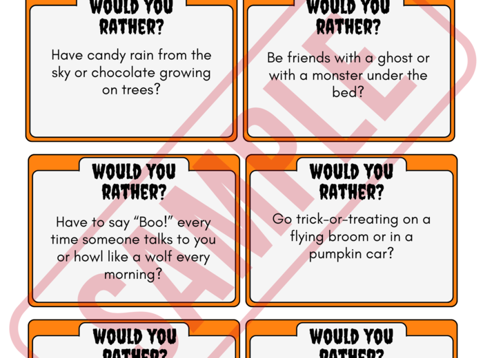 Halloween Would You Rather - zestaw 30 kart (A2-B2 Halloween Speaking)