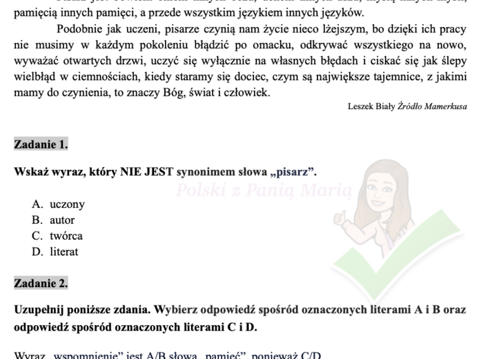wiedza o języku na egzaminie ósmoklasisty - Zestaw nad Zestawami