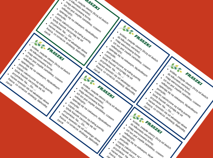 FRASZKI - fraszka - cechy - wklejka - liryka