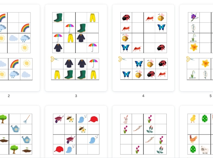 Wiosenne sudoku - 10 różnych kart