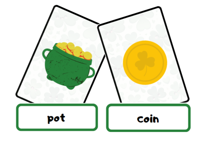 Sant Patrick's Day Flashcard Set - zestaw, karty obrazkowe i karty wyrazowe na Dzień Świętego Patryka