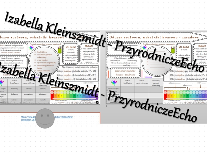 Minizestaw na temat „Odczyn roztworu, wskaźniki kwasowo-zasadowe” – sketchnotka + karta pracy w power point + gratisowy link do prezentacji multimedialnej niekomercyjnej wykonanej w genial.ly do indywidualnego pobrania i użycia do celów niekomercyjnych. 