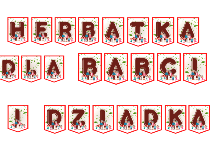 Herbatka dla Babci i Dziadka (Dziadzia) - Napis/Girlanda