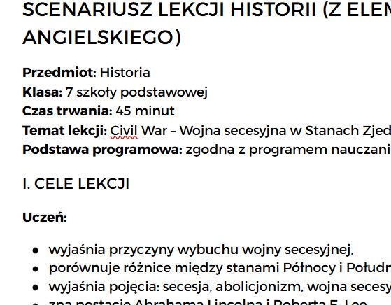 Hist 711 scenariusz wojna secesyjna